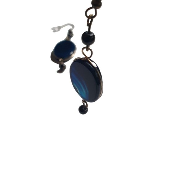 Handmade By Donovan Cobalt Blue Vintage Glass Dangle Earrings Fashion Costume - Picture 4 of 5